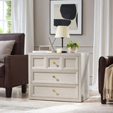 NOWABAY Nightstand Set of 2 W/Charging Station, 30.7" W King Size Bedside Table with 3 Drawers, Accent End Table W/Large Storage, Modern Wood Side Table for Bedroom,Office, Beige
