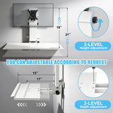 Monitor Wall Mount with Keyboard Tray and PC Wall Mount Set, Monitor and Keyboard Wall Mount Height Adjustable Fits 17"-32" Computer Screens, All in One PC Wall Mount with VESA Standard, White