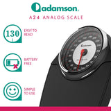 Adamson A24 Scales for Body Weight - Up to 350 LB - New - Anti-Skid Rubber Surface Extra Large Numbers - High Precision Bathroom Scale Analog - Durable with 20-Year Assurance - Black