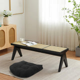 YARNOW Chair Seat Cushion with Fixing Strips Black Polyester 2pcs
