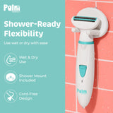 PalmPerfect Rechargeable Shaver for Women – Waterproof Electric Razor with Built-in LED Light – Includes Space-Saving Shower Wall Mount and USB Charging Cable – Safe for All Body Parts
