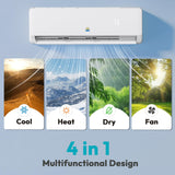 Mini Split AC/Heating System - 9000 BTU Mini Split AC Inverter Heating and Cooling, 19 SEER2 115V/110V Energy Efficient Ductless Air Conditioner Up to 550sq.ft, Pre-charged System, Installation Kit