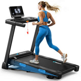 MERACH Treadmills for Home with Incline 0%-15%, 300 LBS Capacity Double Deck Foldable Treadmill with Incline, 0.5-7.5MPH Quiet 2.5HP Brushless Incline Treadmill LED Display with Smart APP