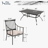 PHI VILLA 7 Piece Patio Dining Set, Rectangular Metal Table