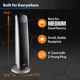 Oscillating Digital Ceramic Tower Heater for Large Rooms, with Adjustable Thermostat, Timer and Remote Control Lasko
