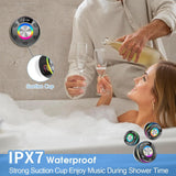 OYIB Bluetooth Shower Speaker, Portable Bluetooth Speaker 360° HD Sound, RGB Lights, IPX7 Waterproof Wireless Speaker with Suction Cup and Mic, Shower Radio for Party/Outdoor/Travel/Gifts/Black
