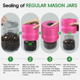 Mason Jar Vacuum Sealer Kit, Electric Sealer for Wide and Regular Mouth Mason Lids, Canning Vacuum Sealer Mason Jar, Automatic Vacuum Sealer Machine for Food Storage - Rose Red