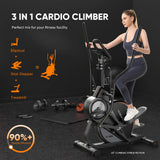 YOSUDA Pro Cardio Climber Stepping Elliptical Machine, 3-in-1 Elliptical Machine Stair Stepper Trainer, Total Body Fitness Cross Trainer with Quiet Magnetic Driving System, 16 Resistance YOSUDA