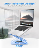 Adjustable Laptop Stand, Computer Stand with 360 Rotating Base, Ergonomic Laptop Riser Mount for Desk Foldable