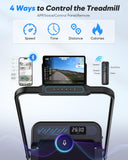 Foldable Treadmill with Incline, Compact Walking Pad Treadmill with Safety Handle Bar, 3.0HP Quiet Under Desk Treadmills