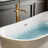 Empava 69 Inch Freestanding Bathtub, Acrylic Soaking Tub with 15" Internal Water Depth & Non-Slip Bottom, Modern Oval White Tub for One Adult, 58 Gallon Capacity, cUPC Certified