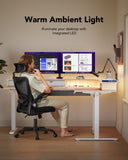 HUANUO 65″ L Shaped Standing Desk with 3 Drawers, Adjustable, Natural Wood