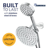 HammerHead Showers® Solid Metal Dual Shower Head Combo – CHROME – 8 Inch Rainfall High Flow Shower Head & Handheld Shower Head High Pressure with Hose 6ft - Hotel-Like Double Shower Heads