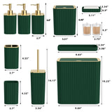 InnJoey Bathroom Accessory Set - Bathroom Set, 12PC Bathroom Accessories Set, Dark Green Bathroom Accessories Set, Mini Trash Can, Toilet Brush, Trash Can & Soap Dispenser