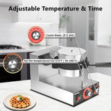 POPFOODEX Belgian Waffle Maker, 110V Industrial Waffle Maker w/Non-Stick Coating and Adjustable Temperature (122-572°F), 1200W Rotary Commercial Waffle Machine