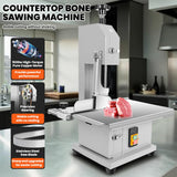 POWKOL 1500W Commercial Bandsaw Machine, 19x14" Stainless Table, 0.04-5.0" Cutting Thickness, Electric Bone Saw Machine with 8 Blades, Frozen Meat Cutter for Rib Pork Beef