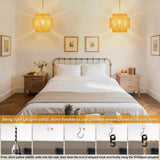 Sinvic Boho Plug in Pendant Light Dimmable Switch, Wicker Hangings Lights with Plug in Cord 14.7ft Hemp Rope, Rattan Lampshade Hanging Pendant Light, Jute Hanging Lamp for Kitchen Dining Room Bedroom