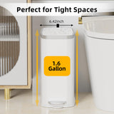 Stainless Steel Bathroom Trash Can with Lid Soft Close,1.6 Gallon Slim Garbage can