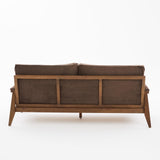 Merax Mid-Century Modern Velvet Sofa Couch, Spacious 74" 3-Seater Upholstered Sofa for Living Room Apartment Office, Solid Wood Frame & Comfortable Cushions, Dark Brown