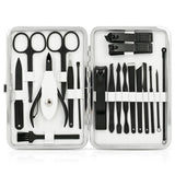 Manicure Set, Jubolion 19pcs Stainless Steel Professional Nail Clippers Pedicure Set with Black Leather Storage Case, Portable Grooming Kit for Travel or Home, Perfect Gifts Women and Men (Black)
