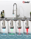 GIMILI LED Kitchen Faucet with Soap Dispenser, Modern Single Handle Spring Kitchen Sink Faucets with Pull Down Sprayer