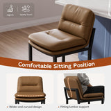 24" Brown Counter Height Bar Stools Set of 4, Double-Layer Seat
