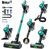 OUYFHK Cordless Vacuum Cleaner, 58Kpa 10 in 1 Vacuum Cleaners for Home, 55Mins Stick Vacuum with Self-Standing & LED Display, Anti-Tangle & Wall Mount Charging (Cyan)