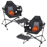 CDEN Heated Hammock Chair with Footrest, Heated Camping Chair with Battery, Swinging Chair, Heavy Duty, with Stand, Cup Holder, Side Bag, Power Bank Included, for Patio, Camping, Backyard (2 Pack)