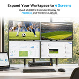 DisplayLink Docking Station 4 Monitors, 15 in 1 Laptop Docking Station