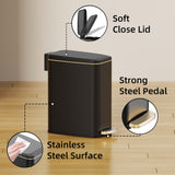 Small Bathroom Trash Can with Lid Soft Close, Step Pedal