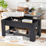 Lift Top Coffee Table for Living Room, Wooden Coffee Table with Storage Shelf/Hidden Compartment, Modern Coffee Table Center Table Tea Table Reception Room/Office/Living Room Furniture, Black