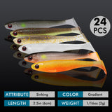 TRUSCEND 24PCS Fishing Lures for Bass Trout Crappie Versatile Paddle Tail Swimbaits Superb Soft Plastic Fishing Baits Freshwater Saltwater Bass Walleye Lure Fishing Gifts for Men