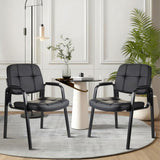 CLATINA Waiting Room Guest Chair with Bonded Leather Padded Arm Rest for Office Reception and Conference Desk Black 2 Pack