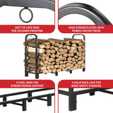 Kendane 4FT Firewood Rack Outdoor with Cover, Heavy Duty Adjustable Firewood log Storage & Holder, Wood Pile Lumber Storage Rack Stacking Outside for Courtyard Patio.