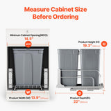 Pull-Out Trash Can, 35 QT x2 Double Under Mount Kitchen Waste Container, Heavy Duty Garbage Recycling Bin with Door Kit
