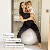 BABYGO Birthing Ball - Pregnancy Yoga Labor & Exercise Ball & Book Set Trimester Targeting, Maternity Physio, Birth & Recovery Plan Included Anti Burst Eco Friendly (Oatmeal, 65cm - Manual)