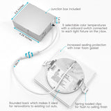 LUXRITE 4 Inch Ultra Thin Square LED Recessed Lighting, 5 Color Temp Options 2700K - 5000K, Dimmable Downlight, 10W, IC & Wet Rated, Canless LED Recessed Light (16 Pack)