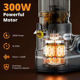 AIRMSEN Juicer Machines, 5.8" Feed Chute Cold Press Juicer for Whole Fruit and Vegetable, 2.2 qt Auto-Feed Time-Saver, 7+1-Stage New Upgraded Auger Slow Masticating High Yield, Easy to Clean Black