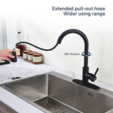 Arofa Black Touchless Bathroom Faucets, Kitchen Faucet with Pull Down Sprayer, Smart Motion Sensor Kitchen Sink Faucet, Stainless Steel Single Handle Kitchen Faucet, Matte Black