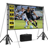 VntB 120 inch Projector Screen with Stand, Portable Outdoor Projection Screen Rear Front Movie Screen with Carry Bag Wrinkle-Free 16:9 4K Washable for Indoor Home Theater, Backyard Movie Night