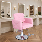 EITPETPORT Salon Chair for Hair Stylist with 350Lbs Heavy-Duty Hydraulic Pump, 360° Swivel Barber Chair, Adjustable Height Styling Chair for Beauty Salon, Tattoo, Spa, Elegant Pink