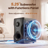 Bobtot Surround Sound System Home Theater Speakers - 700 Watts Peak Power 5.1/2.1Wired Stereo Speaker System 5.25" Subwoofer Strong Bass with Bluetooth ARC Optical Input