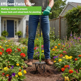 KLDOLLAR Hand Tiller Cultivator, Manual Twist Tiller with Sharp Arrow Tines, Extra-Wide Foot Plate Tills Effortlessly, Manual Tiller for Gardening, Soil Loosening, Flower Beds & Raised Beds