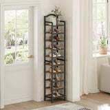YATINEY 10-Tier Tall Shoe Rack, Vertical Shoe Organizer for Small Spaces, Wooden Shoe Shelf for Entryway, Space Saving Shoe Storage, Holds 10 Pairs of Shoes, Rustic Brown and Black SS50BR