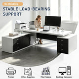 L Shaped Office Desk,1″Thick Tabletop,Large Office Desk with Storage Cabinet,Modern Computer Desk for Home Office