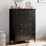 IDEALHOUSE 5 Chest of Drawer Dresser, Modern Wood Organizer Dresser Storage Cabinet with Drawers for Bedroom, Living Room, Entryway, Black
