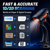 Tera Barcode Scanner 2D Wireless: with Battery Indicator and Stand, HW0002