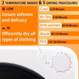 Stopsad 1.5 Cu.Ft Portable Clothes Dryer, 800W Fast Drying Front Load Laundry Dryer with 5 Mode, Mini Electric Clothing Dryer with Stainless Steel Tub, Compact Machine for Apartment, Home, Dorm