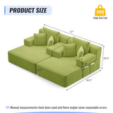 RENDGO 97 Inch Double Chaise Lounge Chair, Light Green