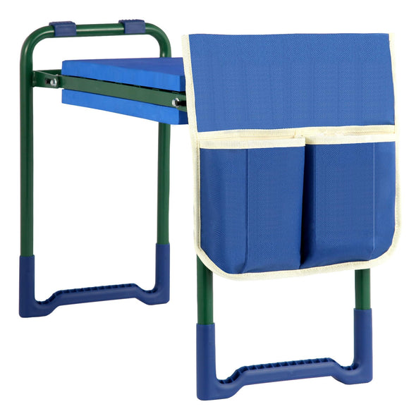 Garden Kneeler and Seat with Thicker and Wider Soft Kneeling Pad, Foldable Heavy Duty Durable Garden Stool with Tool Bag